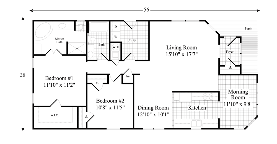 floor plan and specs of the Evergreen home design for senior community