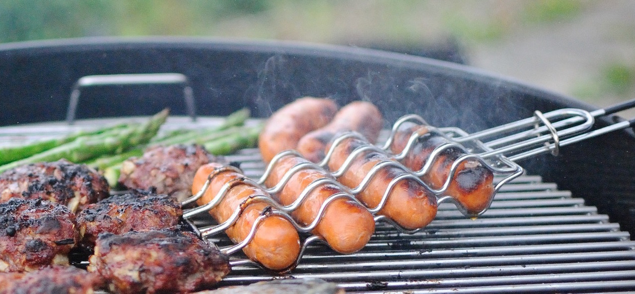 barbecue grilled hotdogs and burgers