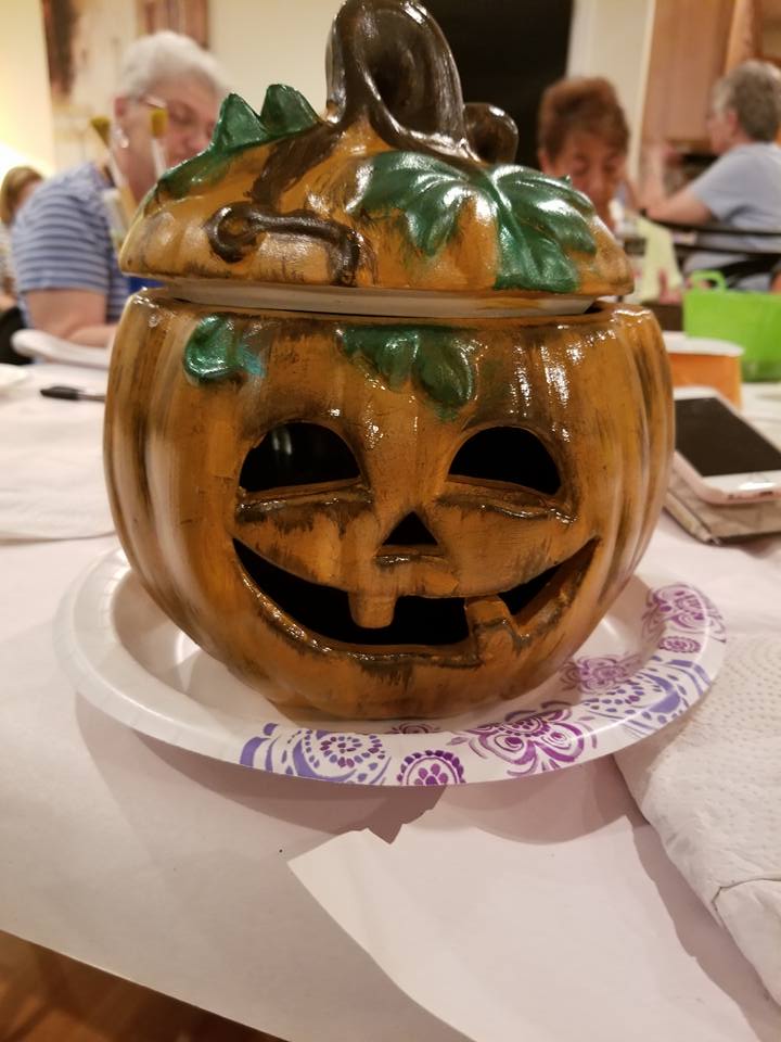 painted ceramic pumpkin fall craft night